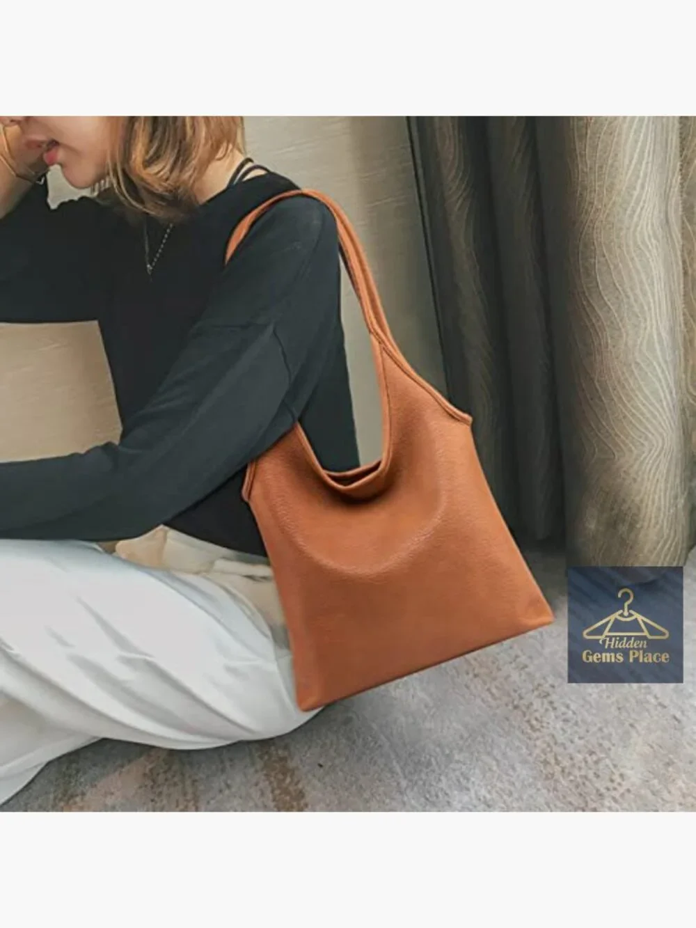 Slouchy Hobo Bag for Women Soft Vegan Leather Shoulder Handbag Top Handle